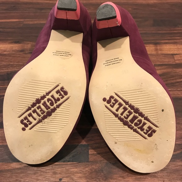 Seychelles Plum Suede Heels - Picture 2 of 5